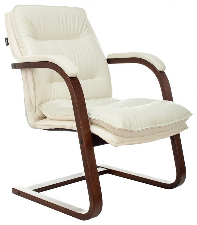 Кресло Бюрократ T-9927WALNUT-AV слоновая кость кожа крестов. дерево
