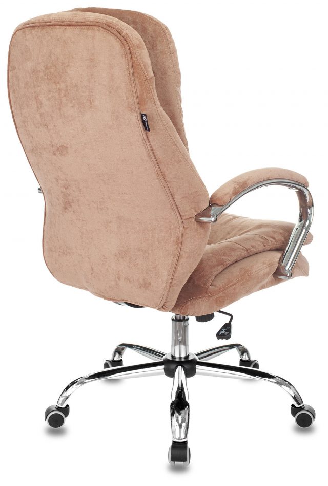 Кресло руководителя Бюрократ T-9950SL Fabric светло-коричневый Velvet 90 крестов. металл хром — изображение 3