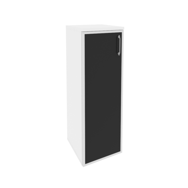 Onix Шкаф средний узкий левый O.SU-2.4 R (L) black Белый Бриллиант/Cтекло Black 400*420*1207