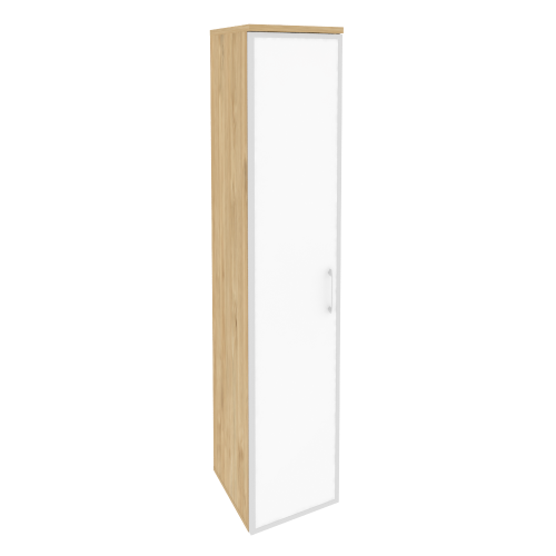 Onix Шкаф высокий узкий левый O.SU-1.10 R (L) white Тиквуд Светлый/Стекло White 400*420*1977