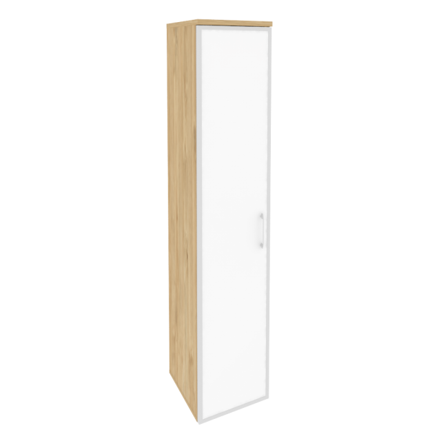 Onix Шкаф высокий узкий левый O.SU-1.10 R (L) white Тиквуд Светлый/Стекло White 400*420*1977