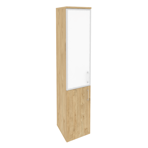 Onix Шкаф высокий узкий левый O.SU-1.2 R (L) white Тиквуд Светлый/Стекло White 400*420*1977
