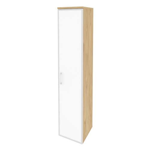 Onix Шкаф высокий узкий правый O.SU-1.10 R (R) white Тиквуд Светлый/Стекло White 400*420*1977