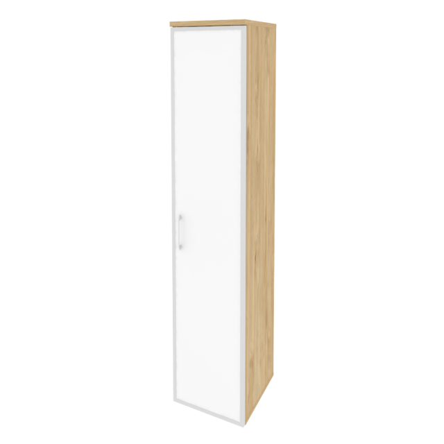 Onix Шкаф высокий узкий правый O.SU-1.10 R (R) white Тиквуд Светлый/Стекло White 400*420*1977