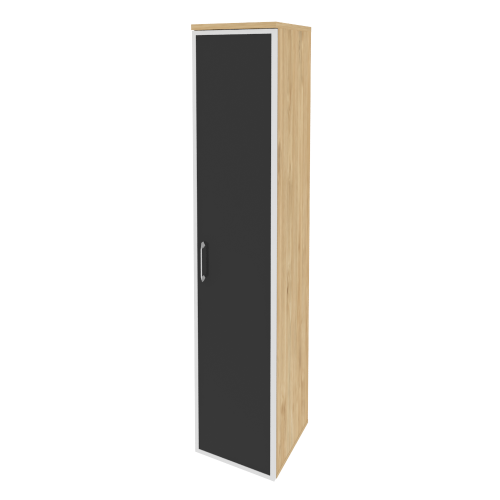 Onix Шкаф высокий узкий правый O.SU-1.10 R (R) black Тиквуд Светлый/Стекло Black 400*420*1977