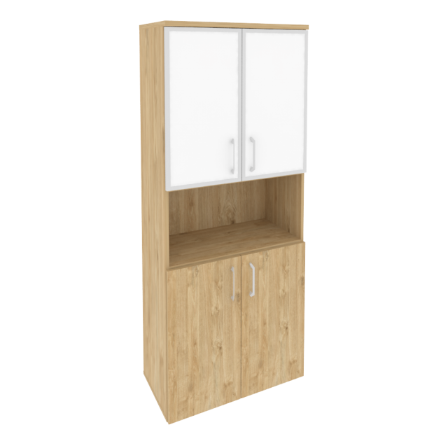 Onix Шкаф высокий широкий O.ST-1.4 R white Тиквуд Светлый/Стекло White 800*420*1977