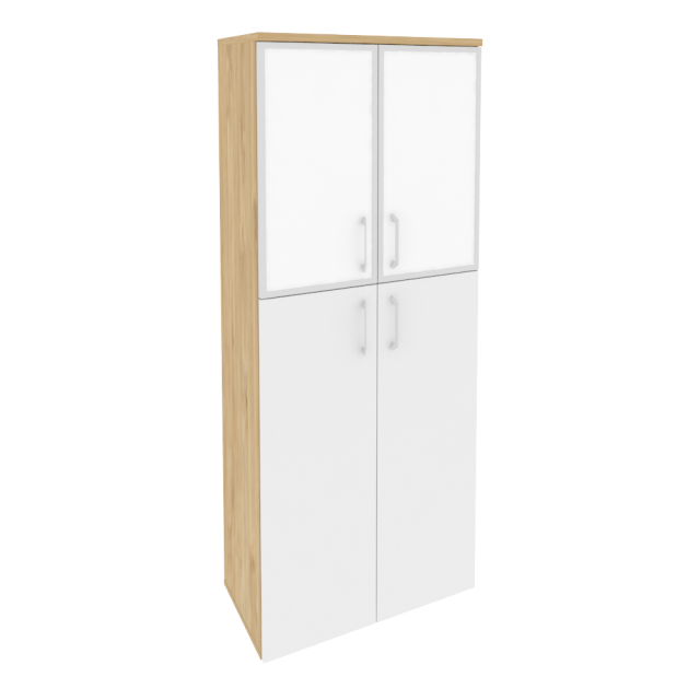Onix Шкаф высокий широкий O.ST-1.7 R white Тиквуд Светлый/Белый Бриллиант/Стекло White 800*420*1977