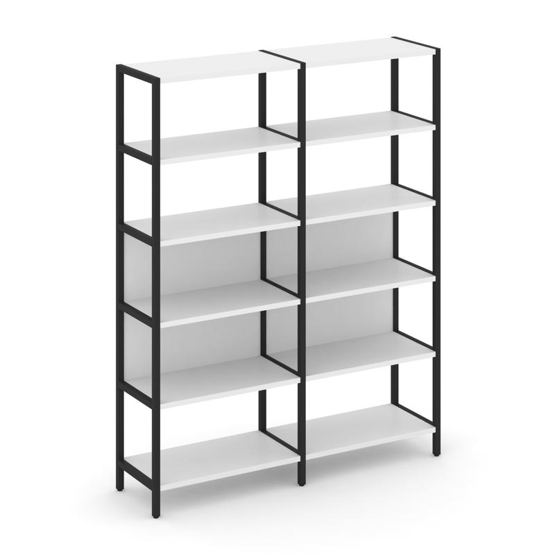 Shelf System Двухсекционный стеллаж пятиярусный SN.STM-521 Белый/Металл Черный 1590*400*1980