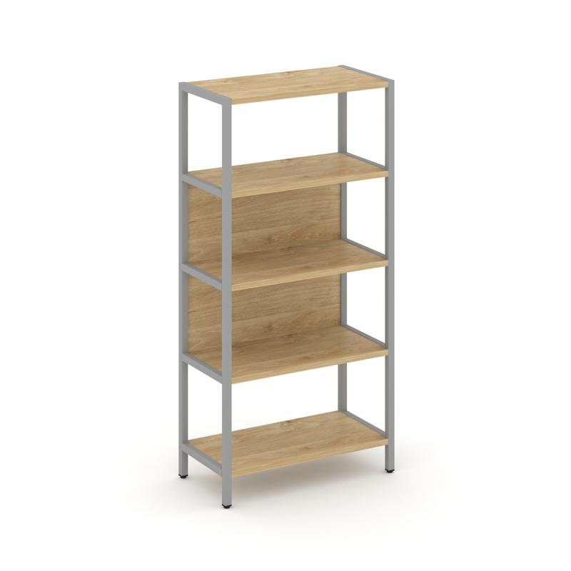Shelf System Односекционный стеллаж четырехярусный SN.STM-411 Тиквуд Светлый/Металл Серый 810*400*16
