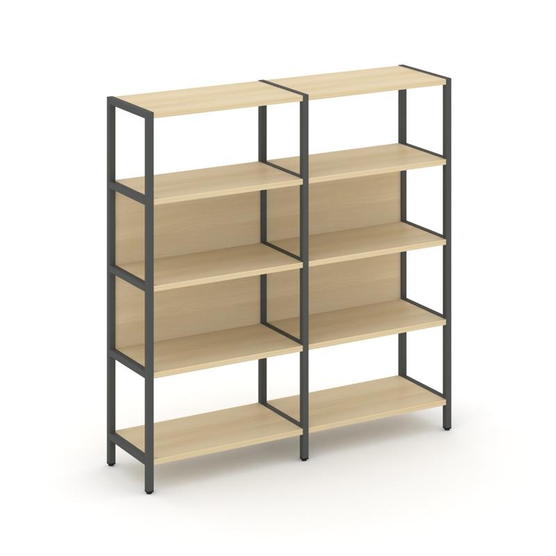 Shelf System Двухсекционный стеллаж четырехярусный SN.STM-421 Акация Лорка/Металл Антрацит 1590*400*