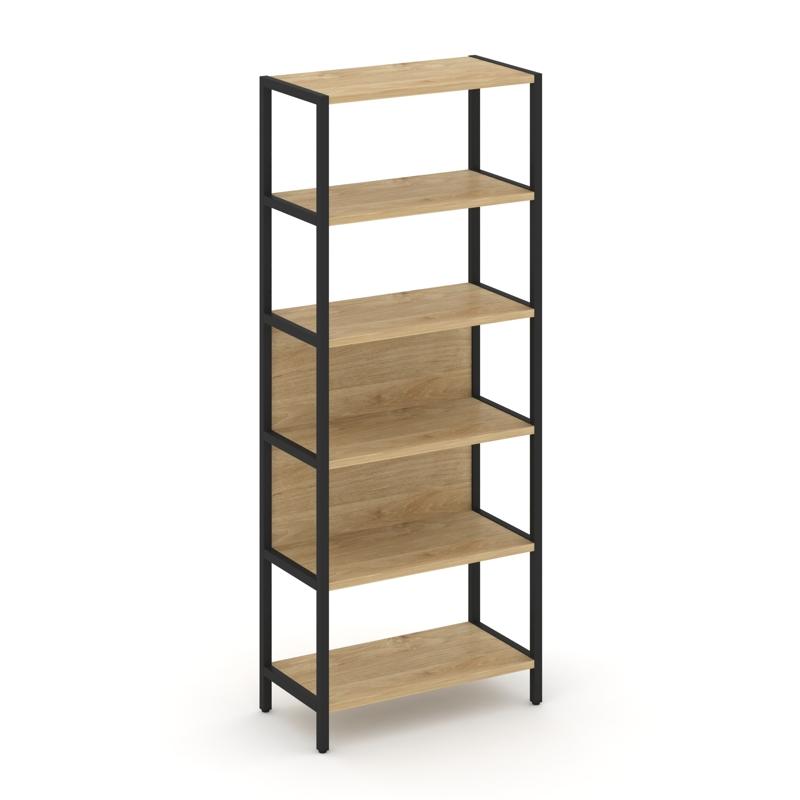 Shelf System Односекционный стеллаж пятиярусный SN.STM-511 Тиквуд Светлый/Металл Черный 810*400*1980