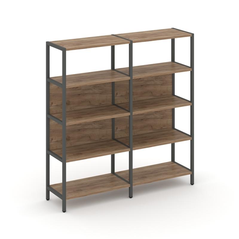 Shelf System Двухсекционный стеллаж четырехярусный SN.STM-421 Дуб Табак/Металл Антрацит 1590*400*161