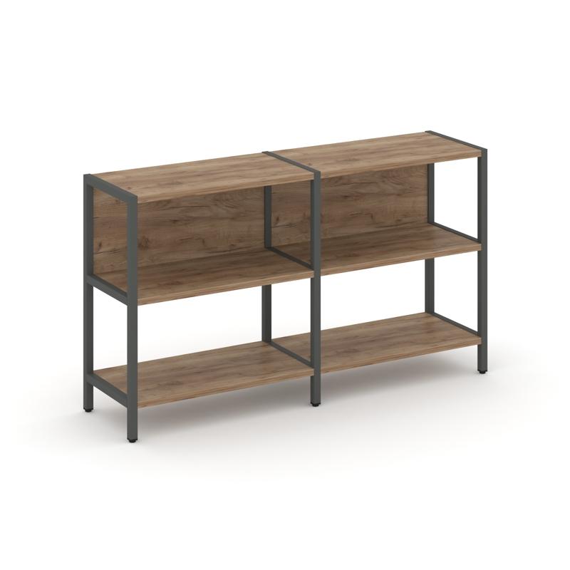 Shelf System Двухсекционный стеллаж двухярусный SN.STM-221 Дуб Табак/Металл Антрацит 1590*400*879
