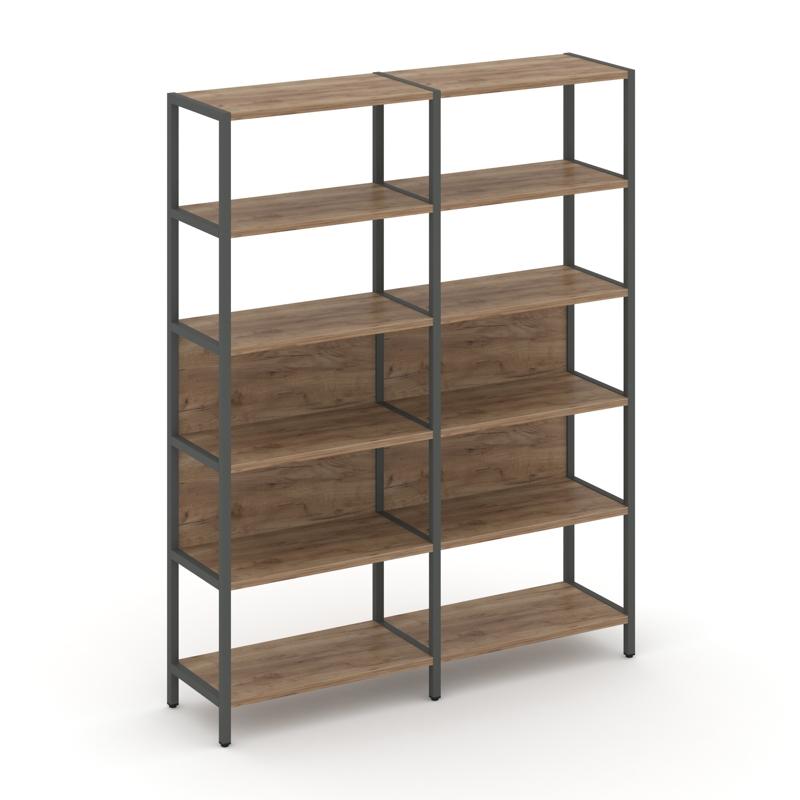 Shelf System Двухсекционный стеллаж пятиярусный SN.STM-521 Дуб Табак/Металл Антрацит 1590*400*1980