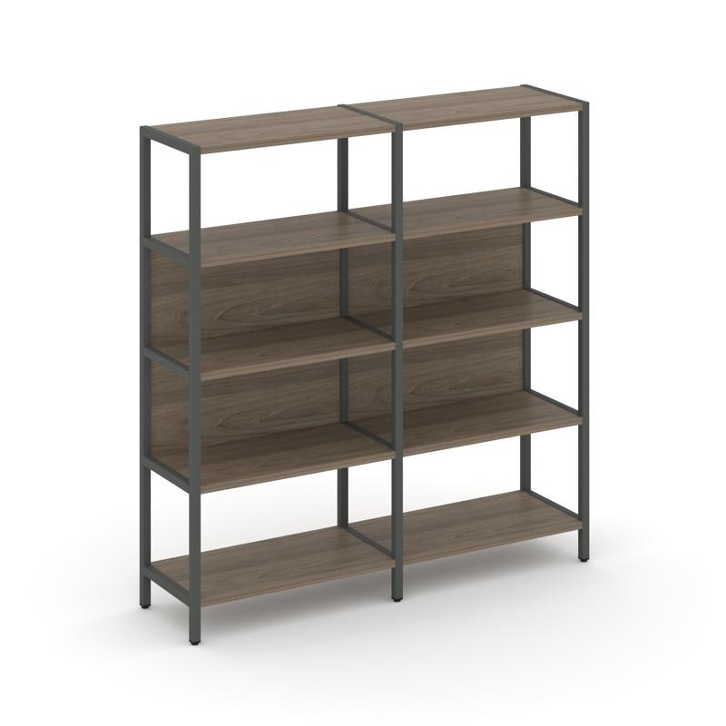 Shelf System Двухсекционный стеллаж четырехярусный SN.STM-421 Вяз Благородный/Металл Антрацит 1590*4