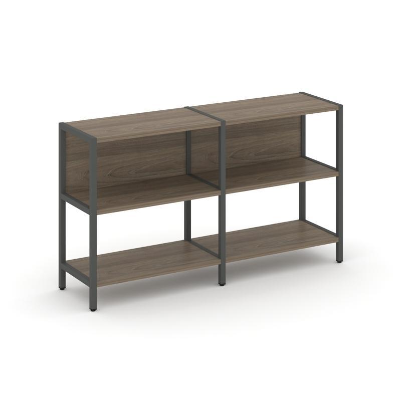 Shelf System Двухсекционный стеллаж двухярусный SN.STM-221 Вяз Благородный/Металл Антрацит 1590*400*