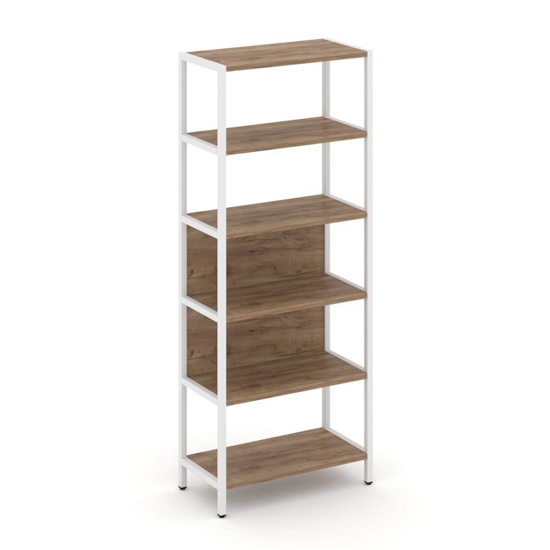 Shelf System Односекционный стеллаж пятиярусный SN.STM-511 Дуб Табак/Металл Белый 810*400*1980