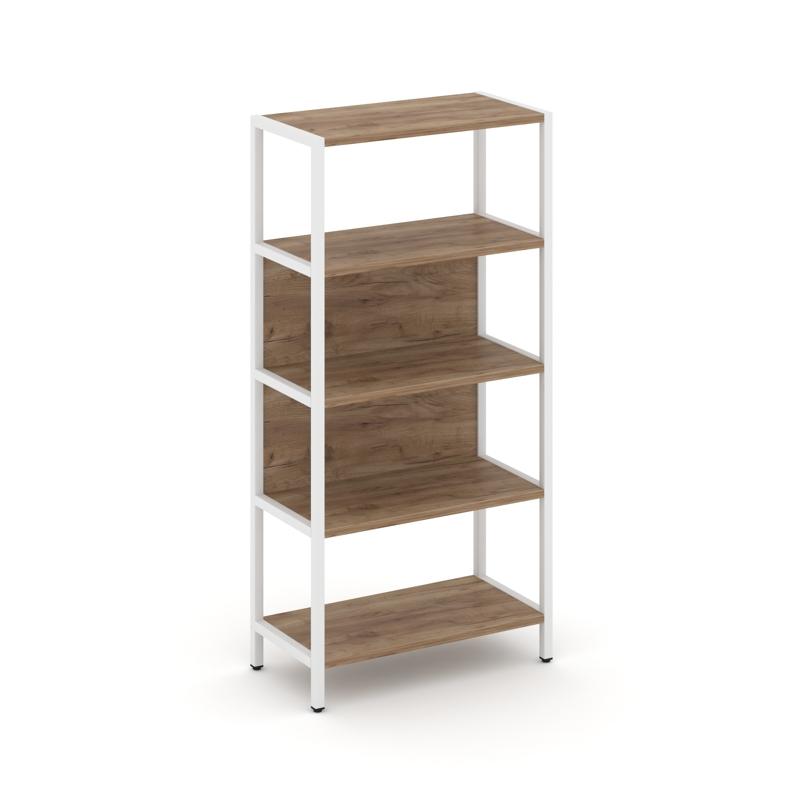 Shelf System Односекционный стеллаж четырехярусный SN.STM-411 Дуб Табак/Металл Белый 810*400*1613