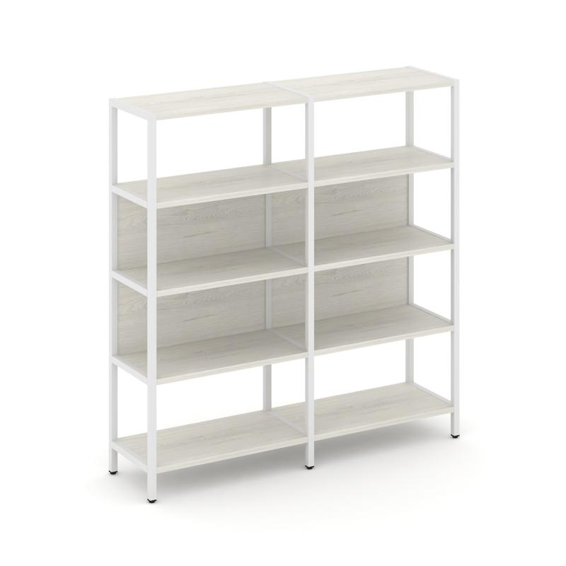Shelf System Двухсекционный стеллаж четырехярусный SN.STM-421 Дуб Наварра/Металл Белый 1590*400*1613