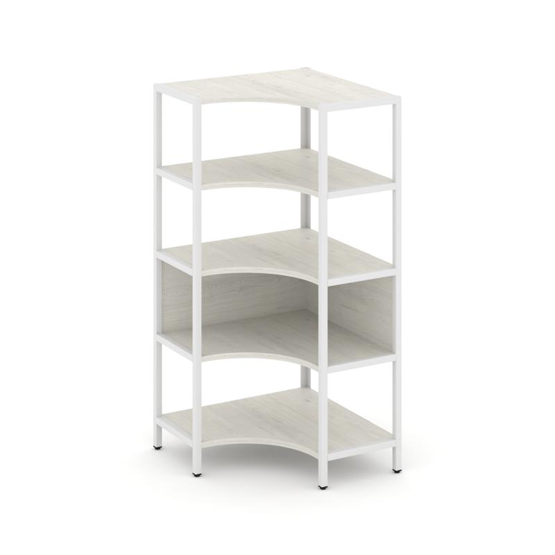 Shelf System Односекционный угловой стеллаж четырехярусный SN.STMU-411 Дуб Наварра/Металл Белый 810*