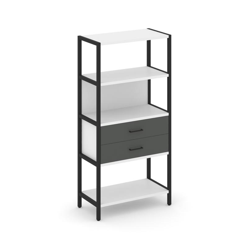 Shelf System Односекционный стеллаж четырехярусный с ящиками SN.STM-412 Белый/Антрацит/Металл Черный