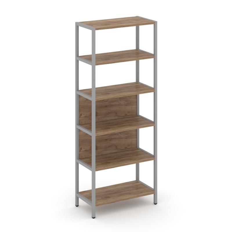 Shelf System Односекционный стеллаж пятиярусный SN.STM-511 Дуб Табак/Металл Серый 810*400*1980