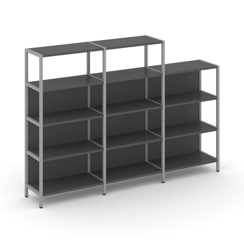 Shelf System Трехсекционный стеллаж четырех/трехярусный SN.STM-432 Антрацит/Металл Серый 2370*400*87