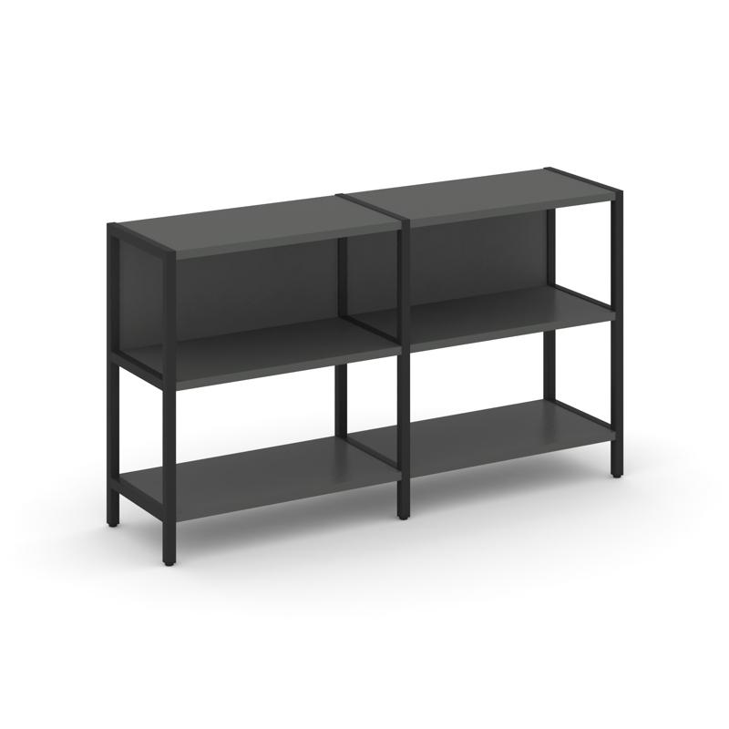 Shelf System Двухсекционный стеллаж двухярусный SN.STM-221 Антрацит/Металл Черный 1590*400*879