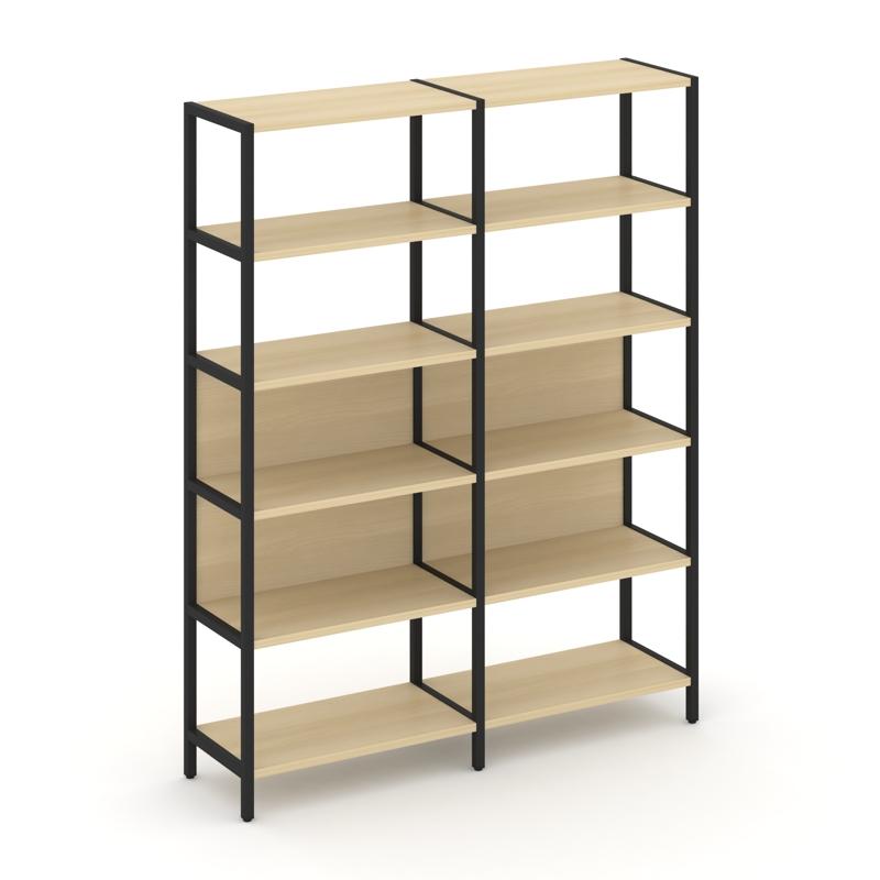 Shelf System Двухсекционный стеллаж пятиярусный SN.STM-521 Акация Лорка/Металл Черный 1590*400*1980