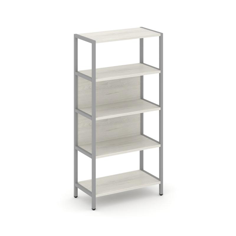 Shelf System Односекционный стеллаж четырехярусный SN.STM-411 Дуб Наварра/Металл Серый 810*400*1613