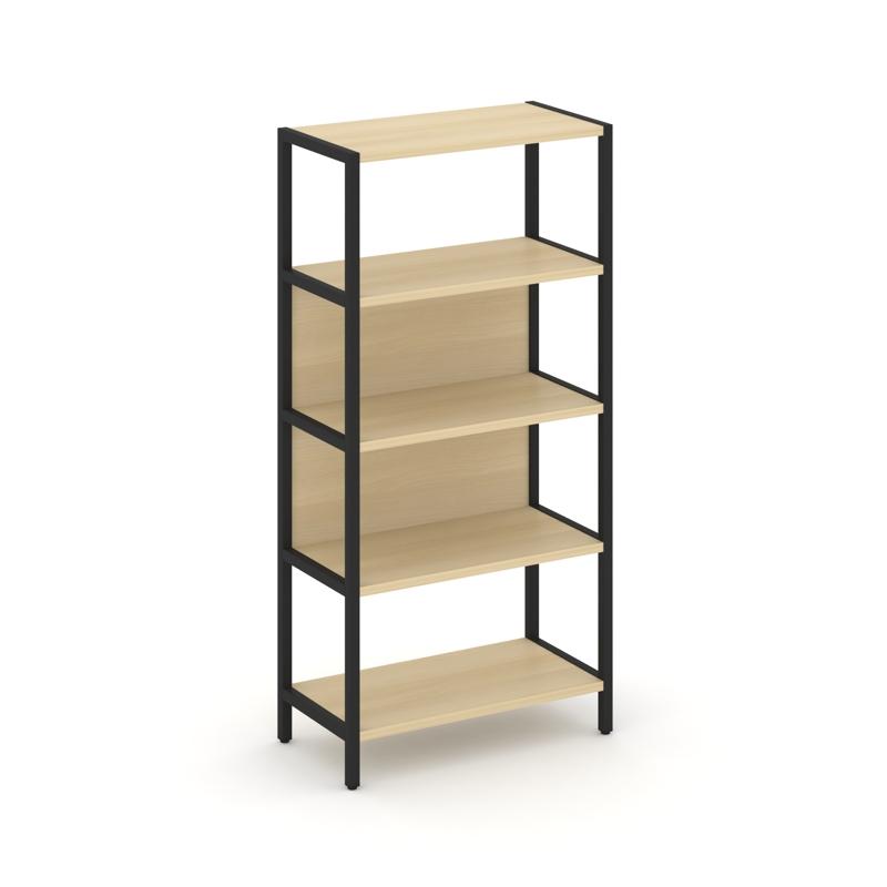Shelf System Односекционный стеллаж четырехярусный SN.STM-411 Акация Лорка/Металл Черный 810*400*161