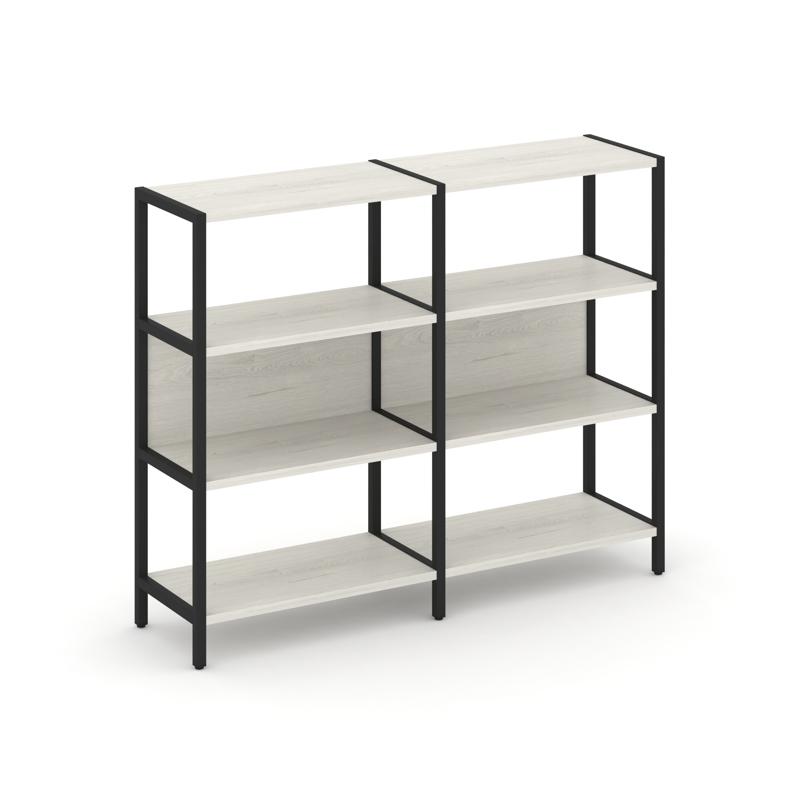 Shelf System Двухсекционный стеллаж трехярусный SN.STM-321 Дуб Наварра/Металл Черный 1590*400*1246