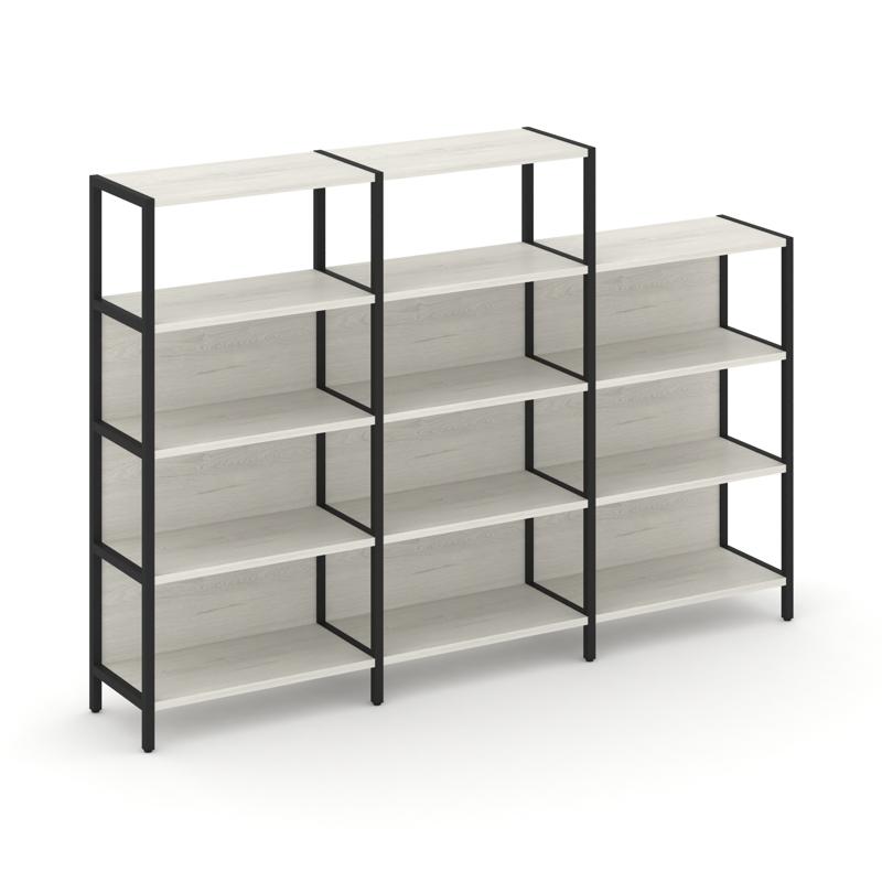 Shelf System Трехсекционный стеллаж четырех/трехярусный SN.STM-432 Дуб Наварра/Металл Черный 2370*40