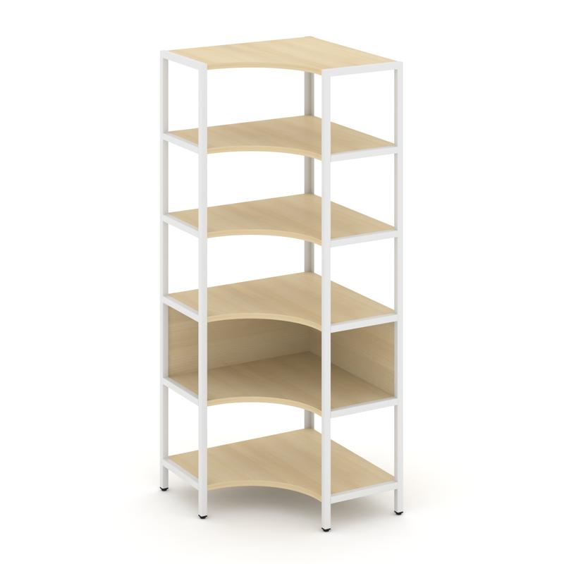 Shelf System Односекционный угловой стеллаж пятиярусный SN.STMU-511 Акация Лорка/Металл Белый 810*81