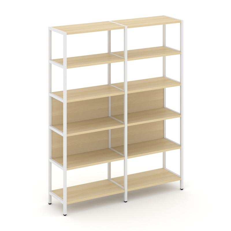 Shelf System Двухсекционный стеллаж пятиярусный SN.STM-521 Акация Лорка/Металл Белый 1590*400*1980