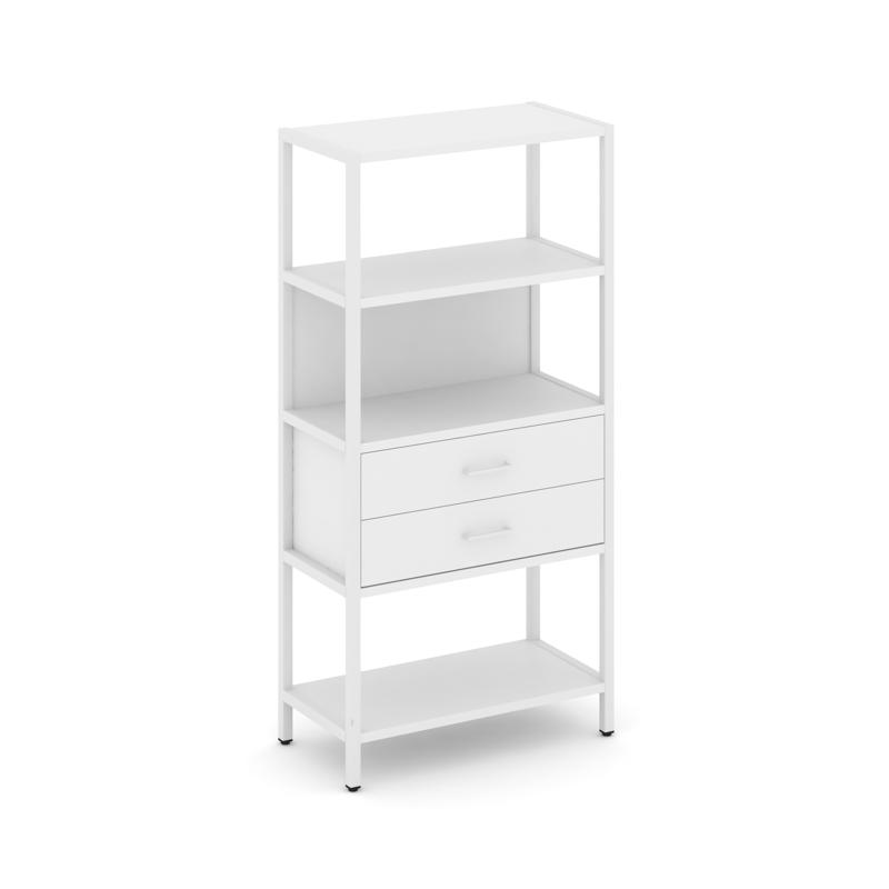 Shelf System Односекционный стеллаж четырехярусный с ящиками SN.STM-412 Белый/Металл Белый 810*400*1