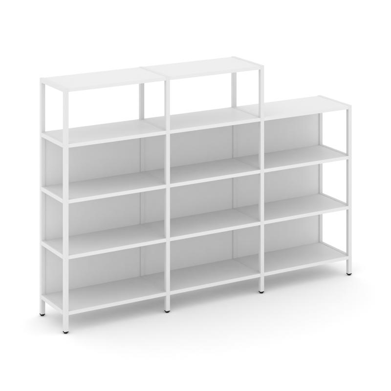 Shelf System Трехсекционный стеллаж четырех/трехярусный SN.STM-432 Белый/Металл Белый 2370*400*879
