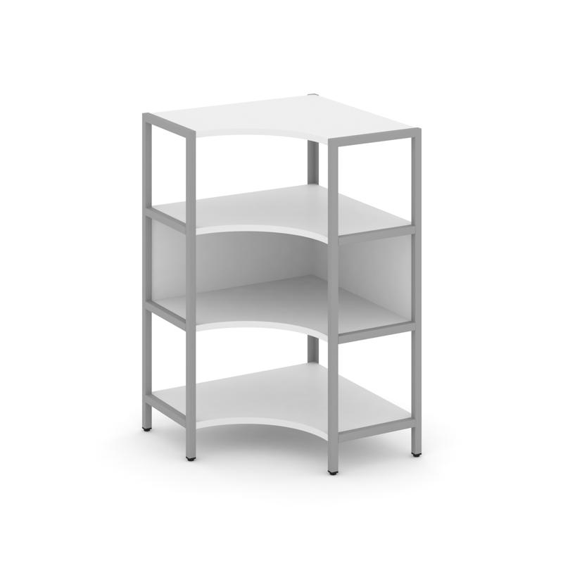 Shelf System Односекционный угловой стеллаж трехярусный SN.STMU-311 Белый/Металл Серый 810*810*1246