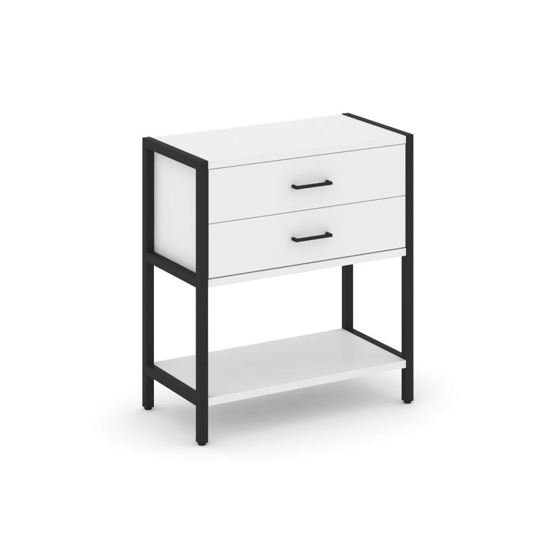 Shelf System Односекционный стеллаж двухярусный с ящиками SN.STM-212 Белый/Металл Черный 810*400*879