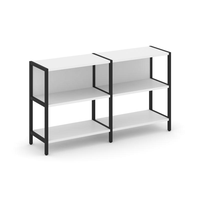 Shelf System Двухсекционный стеллаж двухярусный SN.STM-221 Белый/Металл Черный 1590*400*879