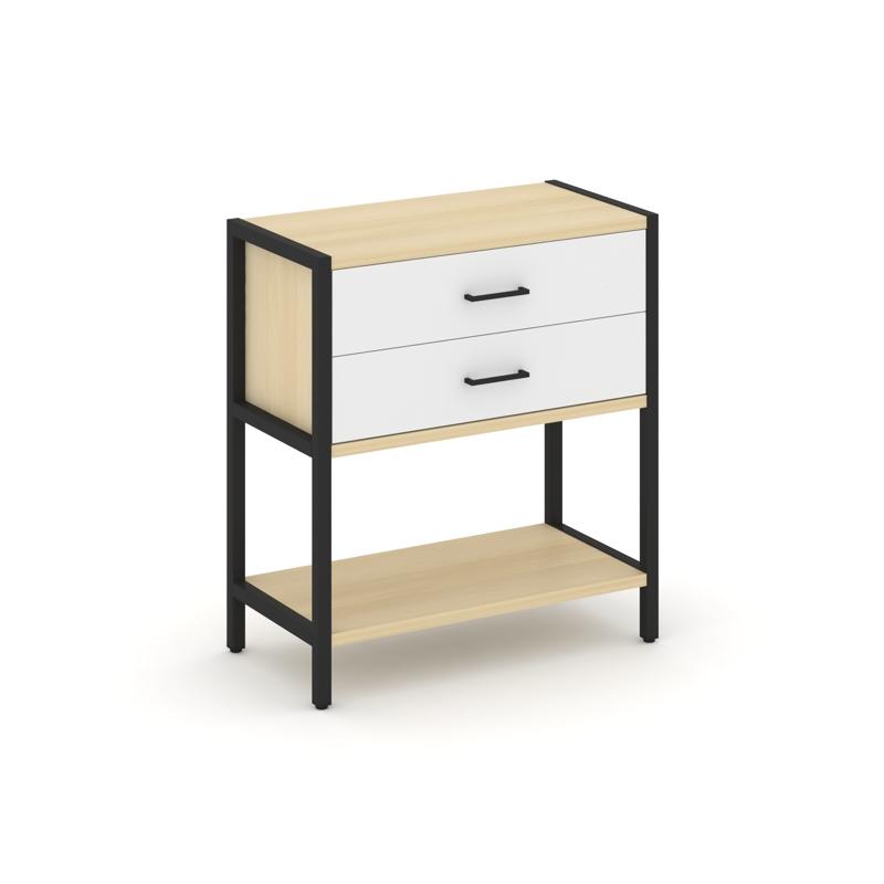 Shelf System Односекционный стеллаж двухярусный с ящиками SN.STM-212 Акация Лорка/Белый/Металл Черны