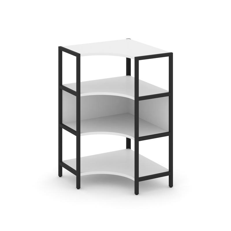 Shelf System Односекционный угловой стеллаж трехярусный SN.STMU-311 Белый/Металл Черный 810*810*1246