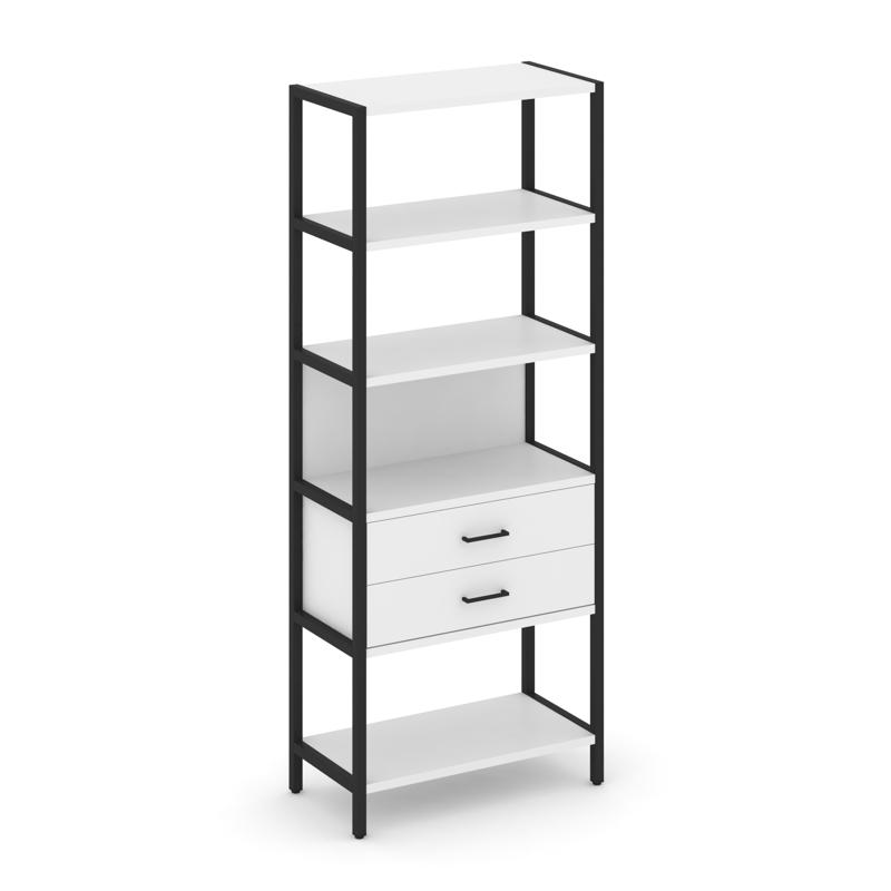 Shelf System Односекционный стеллаж пятиярусный с ящиками SN.STM-512 Белый/Металл Черный 810*400*198