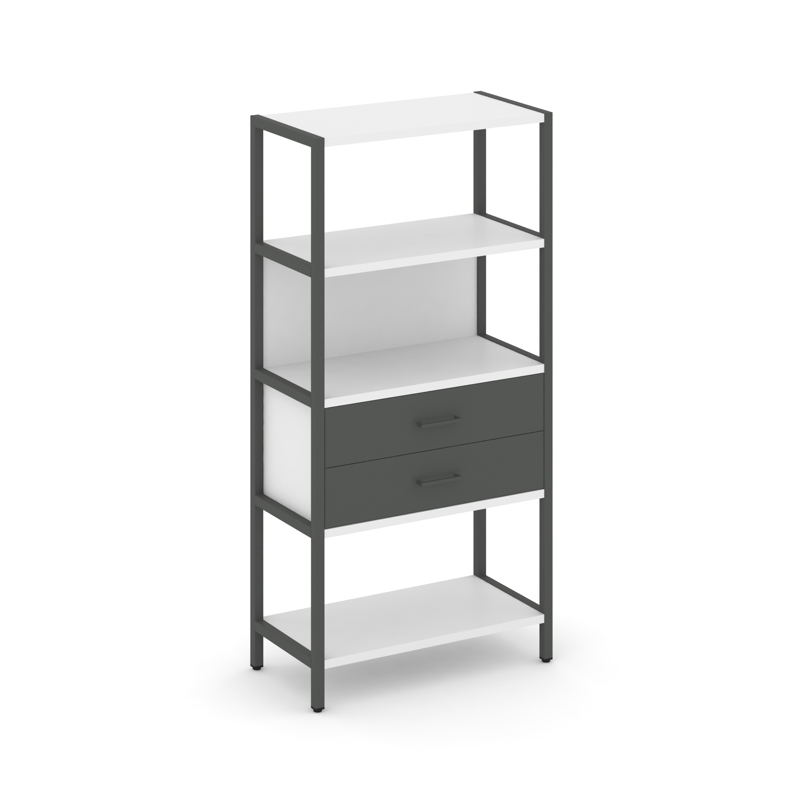 Shelf System Односекционный стеллаж четырехярусный с ящиками SN.STM-412 Белый/Антрацит/Металл Антрац