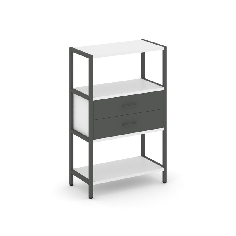 Shelf System Односекционный стеллаж трехярусный с ящиками SN.STM-312 Белый/Антрацит/Металл Антрацит