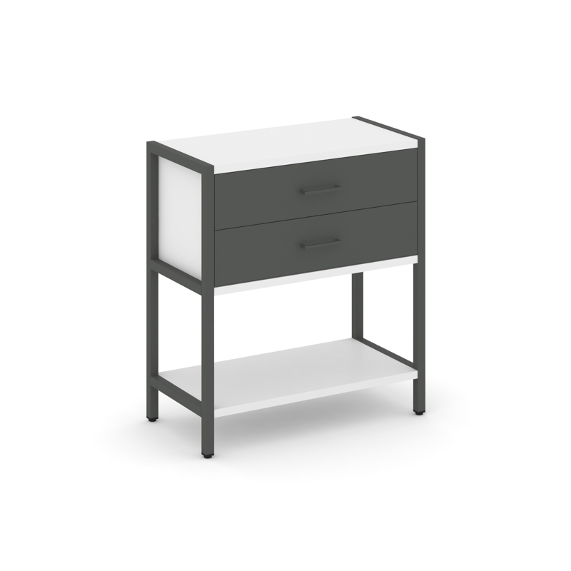 Shelf System Односекционный стеллаж двухярусный с ящиками SN.STM-212 Белый/Антрацит/Металл Антрацит