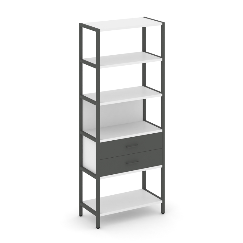 Shelf System Односекционный стеллаж пятиярусный с ящиками SN.STM-512 Белый/Антрацит/Металл Антрацит