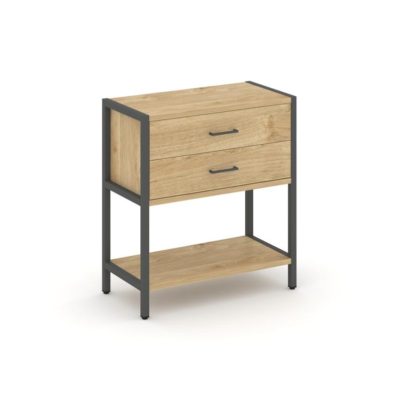 Shelf System Односекционный стеллаж двухярусный с ящиками SN.STM-212 Тиквуд Светлый/Металл Антрацит