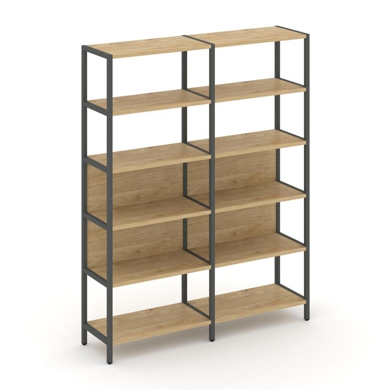 Shelf System Двухсекционный стеллаж пятиярусный SN.STM-521 Тиквуд Светлый/Металл Антрацит 1590*400*1