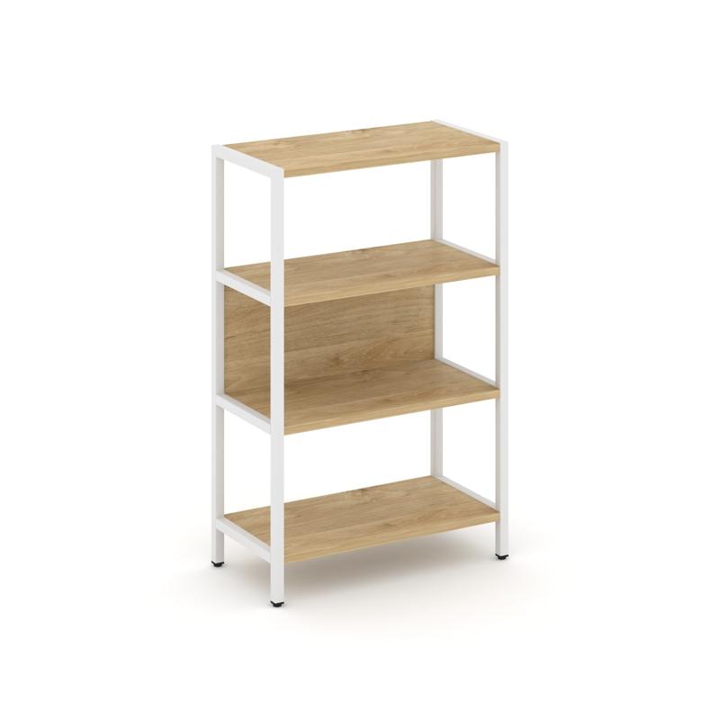 Shelf System Односекционный стеллаж трехярусный SN.STM-311 Тиквуд Светлый/Металл Белый 810*400*1246